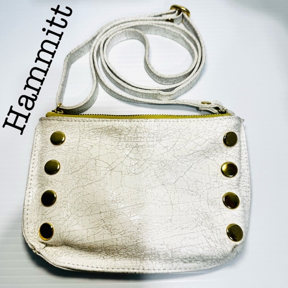 Hammitt Handbags - Hammitt White Small Crossbody Bag with Gold Accents